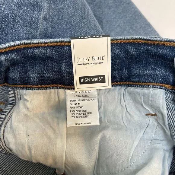 Judy Blue NWT High Waist Raw Hem Denim Shorts Size Medium Style #15277 - Picture 4 of 6